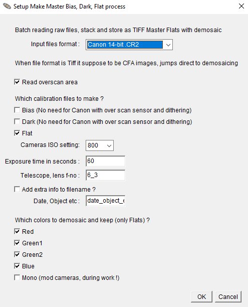 AstroImageJ, AIJ Macro: 'Make master files from raw files', Make masterfiles