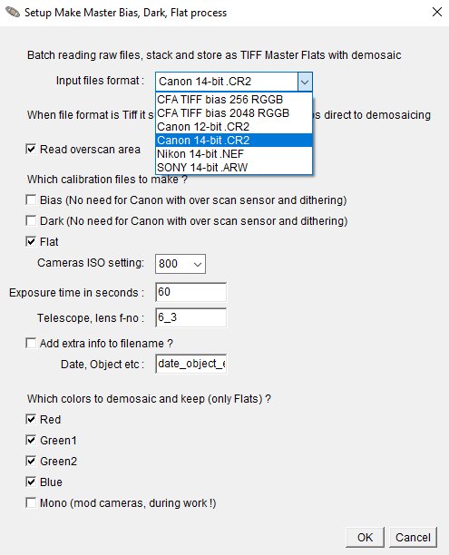 AstroImageJ, AIJ Macro: 'Make master files from raw files', Choose camera and type of raw fileectory