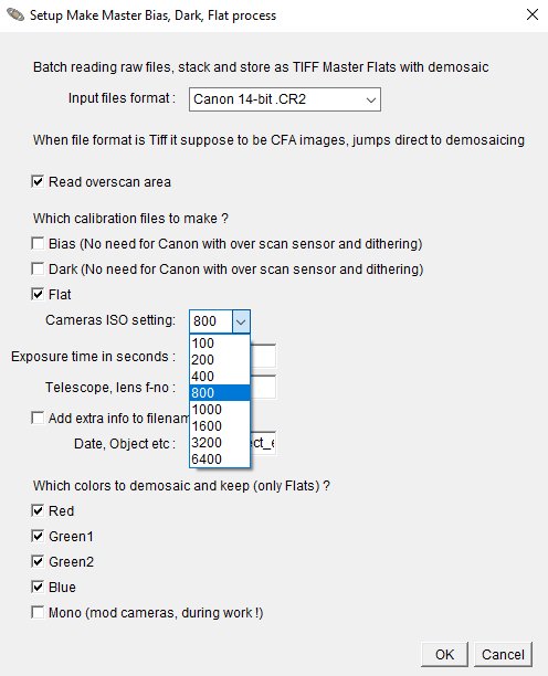 AstroImageJ, AIJ Macro: 'Make master files from raw files', Choose iso setting