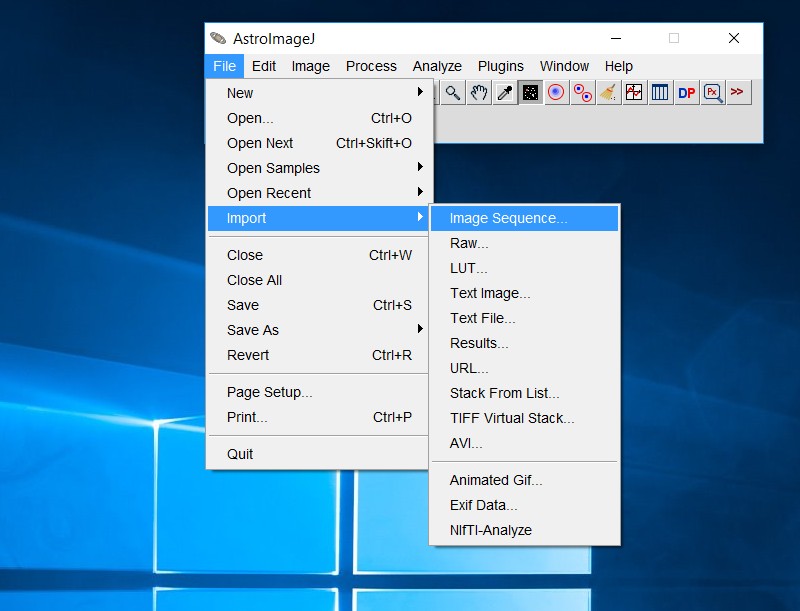 AstroImageJ, AIJ: import files