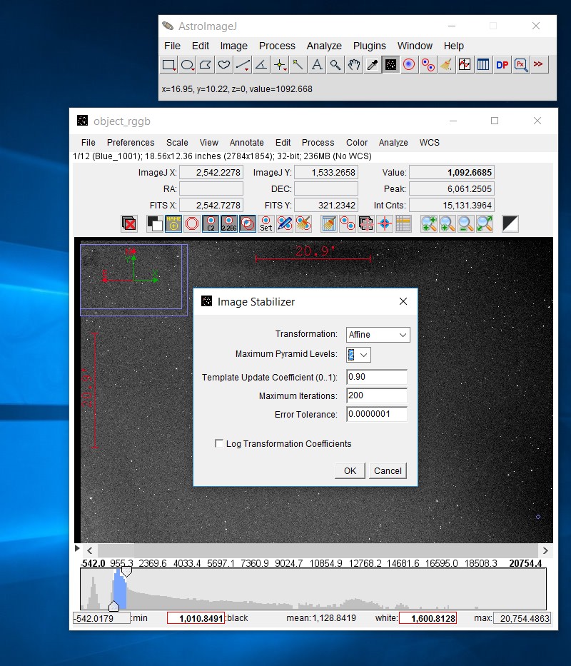 AstroImageJ, AIJ: align setup