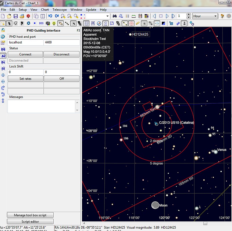 Skychart setup for comet tracking 3