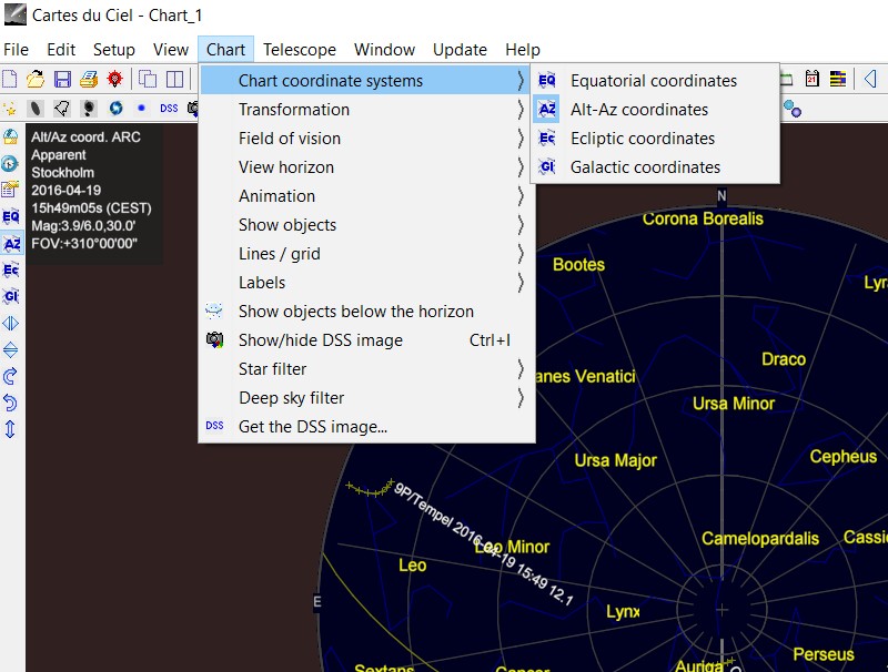 Skaychart alt az chart coordinates