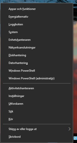 Windows + X key