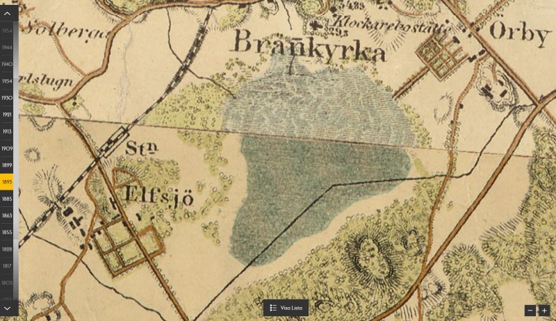 Stockholmsmässan Älvsjö, Källa: Stockholmskällan, karta 1893