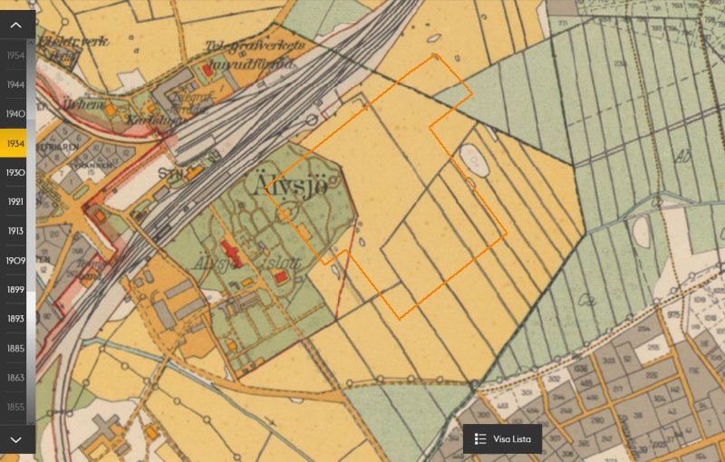 Stockholmsmässan Älvsjö, Källa: Stockholmskällan, karta 1934