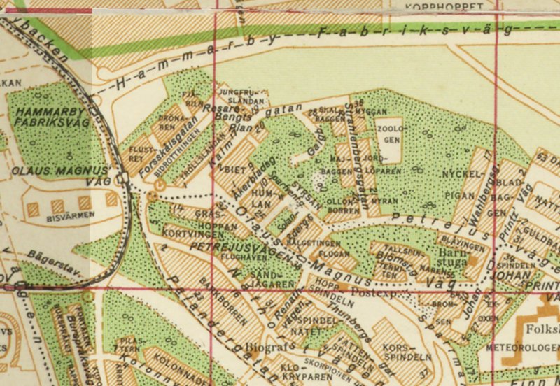 Galgbacken vid Hammarbyhöjden, Källa: Stockholmskällan, karta 1944