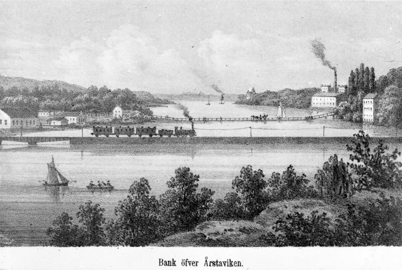 Bank över Årstaviken, Sammanbindningsbanan, 1870. Källa: Digitalt Museum