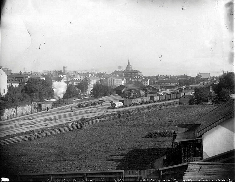 Utsikt mot spårområdet vid Södra station, 1896. Källa: Digitala Stadsmuseet