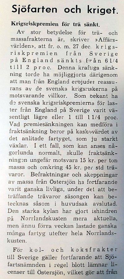 Sjöfarten och kriget, Svensk Sjöfartstidning 1940