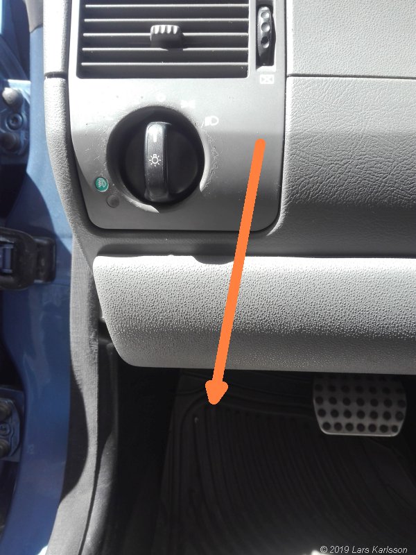 Where to find the OBD connector on Chrysler Crossfire