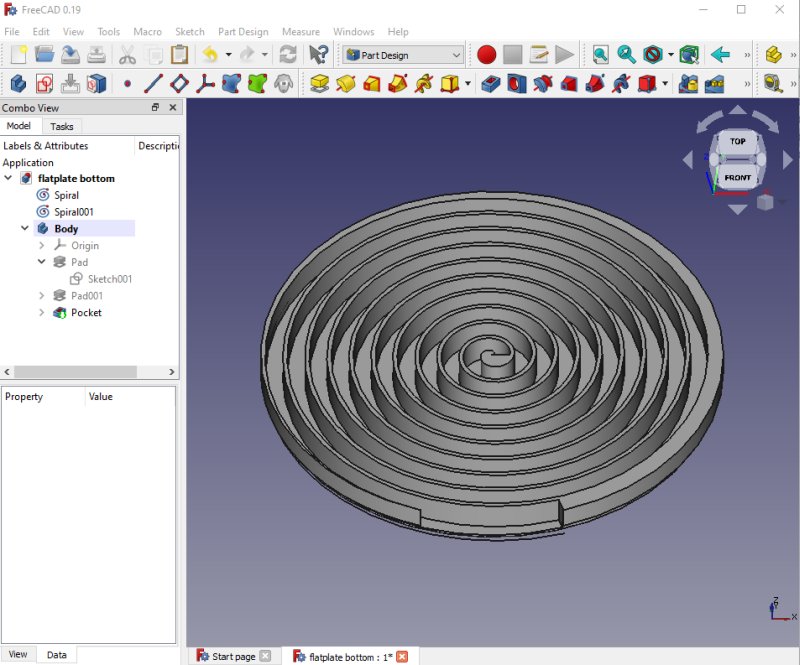 CAD design with spiral pattern