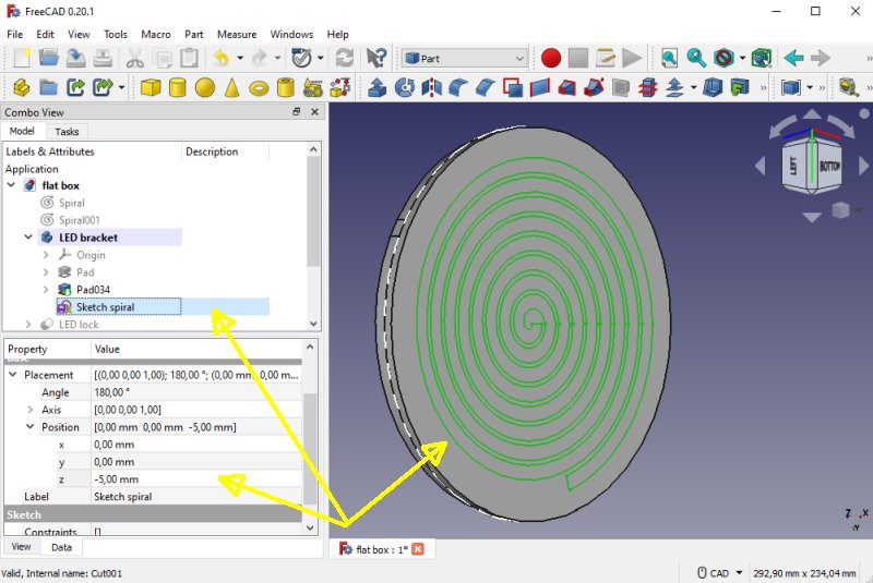 CAD design with spiral pattern