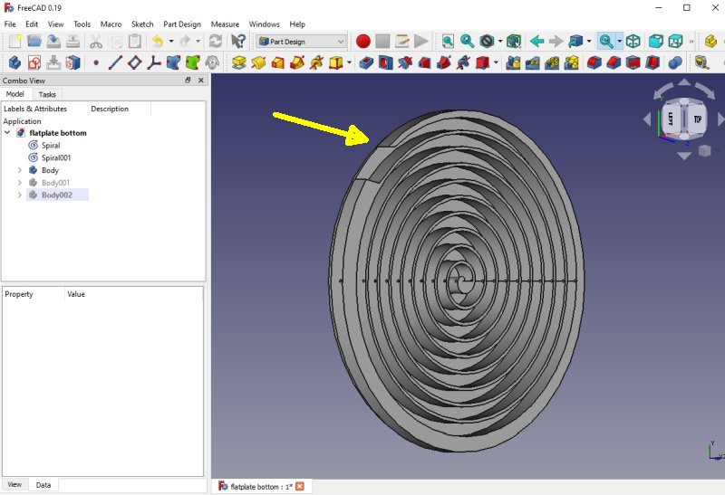 CAD design with spiral pattern