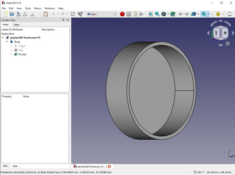 3D CAD: Pentax 645 300 mm ED, front cover