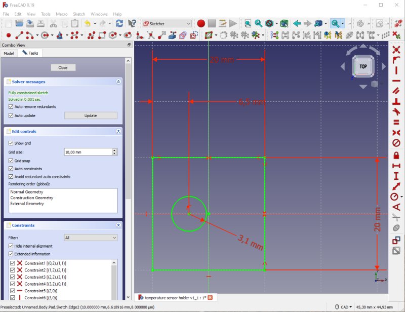 3D CAD: Making a temperature sensor holder