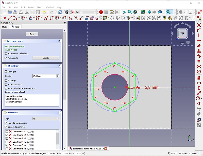 3D CAD: Making a temperature sensor holder