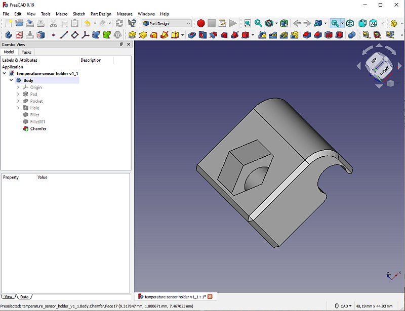 3D CAD: Making a temperature sensor holder