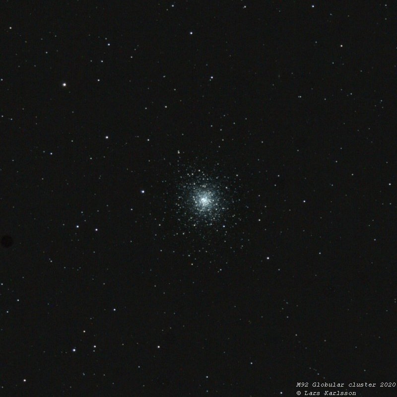 Globular cluster M92, Sweden 2020