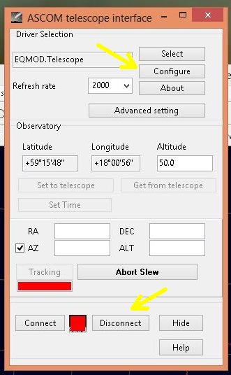 EQ6 Mount, Power up and EQMOD gear ratio setup