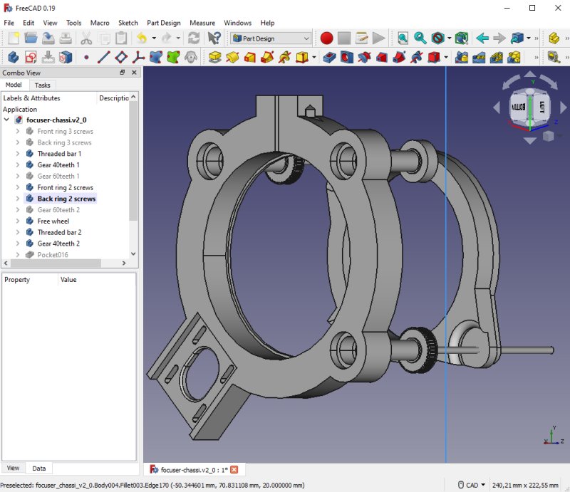 Focuser: New design with two push pull screws