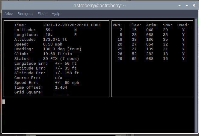 Setup of GPSD, Raspberry / Astroberry