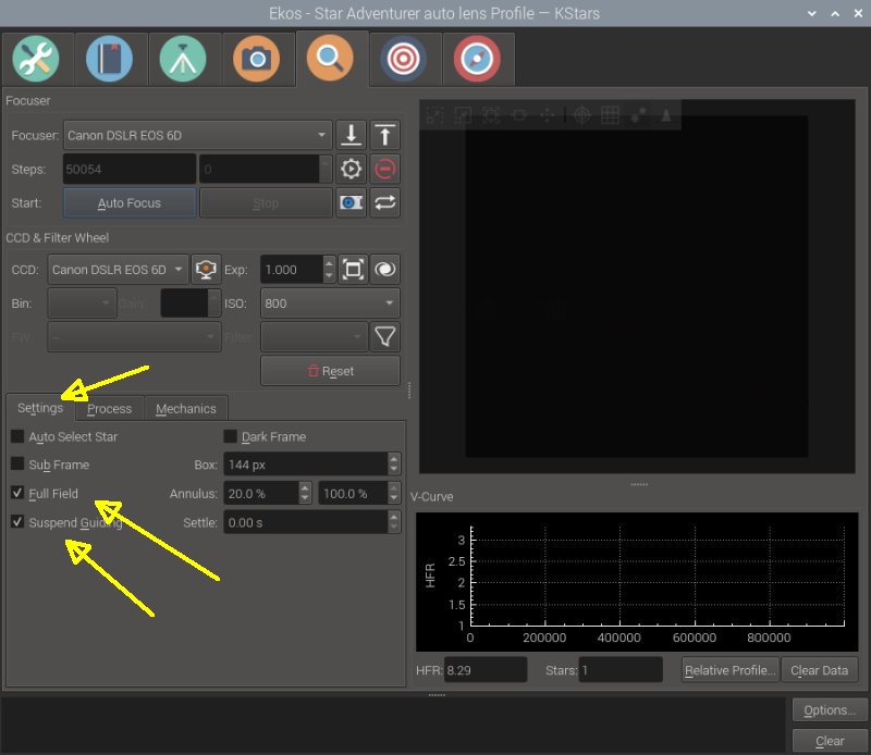 Indoor test of KStars and Ekos function Focus