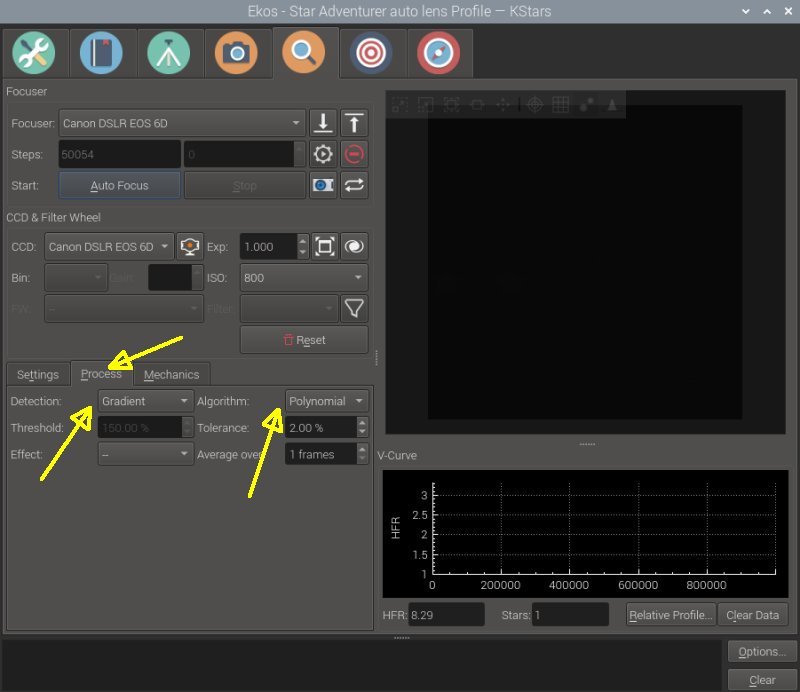 Indoor test of KStars and Ekos function Focus