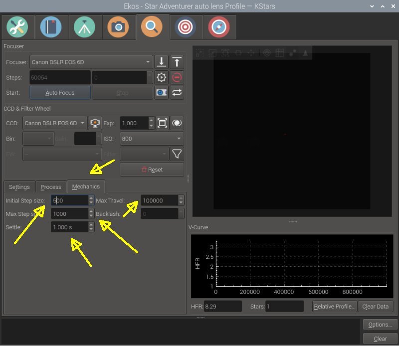 Indoor test of KStars and Ekos function Focus