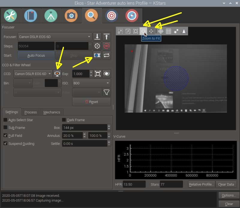 Indoor test of KStars and Ekos function Focus