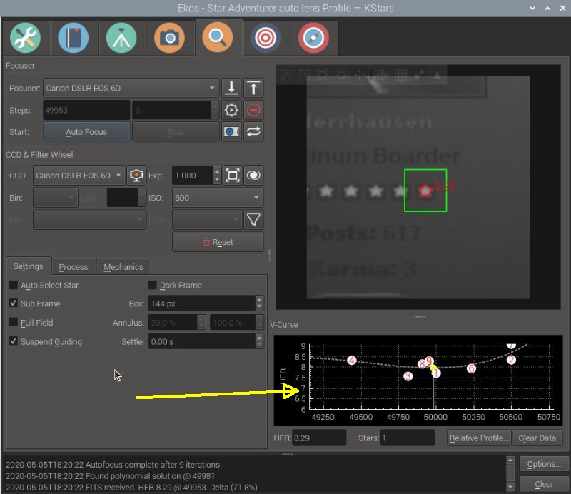 Indoor test of KStars and Ekos function Focus