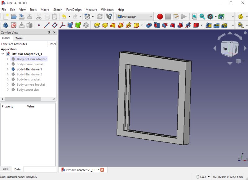 Astronomy project: Medium format off-axis adapter 3D CAD