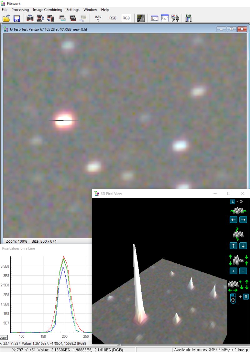 Astronomy photography with a Pentax SMC 67 165 mm f/2.8 lens