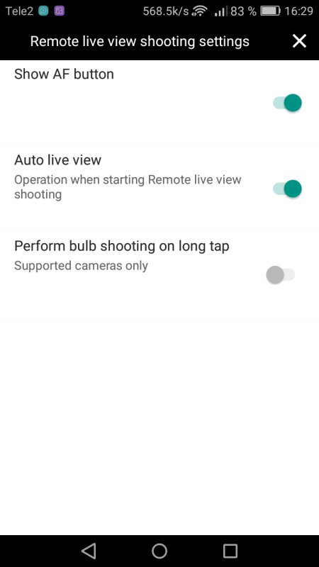 Canon remote control by Android smartphone