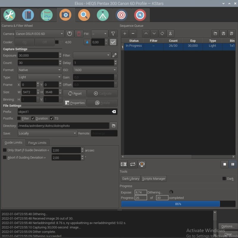 KSTARS and Ekos, Object &amp; Sequence Selection