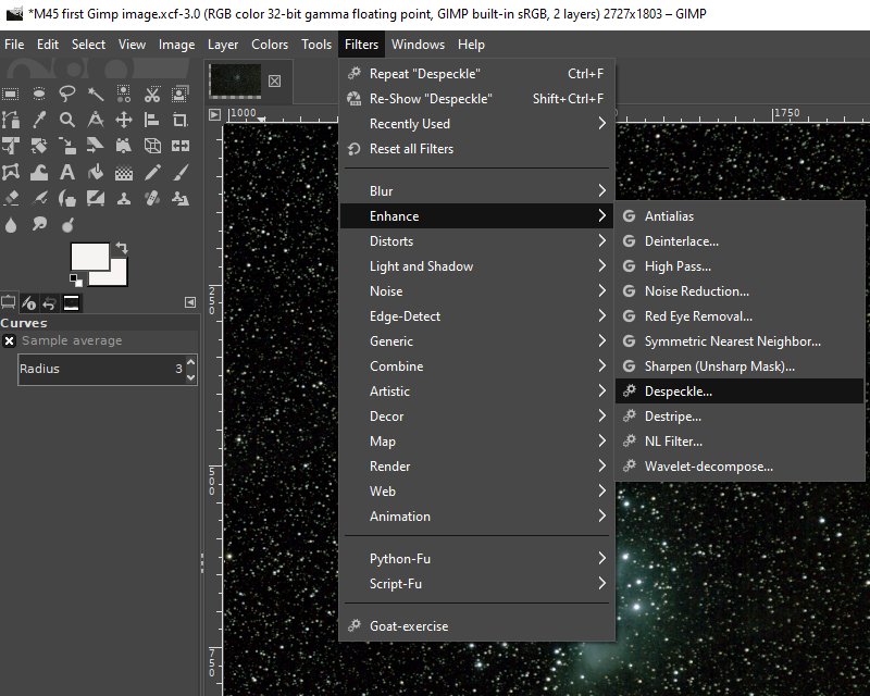 Add the Despeckle filter, Gimp