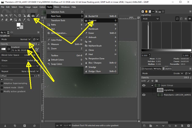 Correct image for vignetting, Gimp