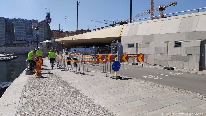 Stockholm Nya Slussen, kajen vid Gamla Stan och Skeppsbron vid Nya Slussen, maj 2023