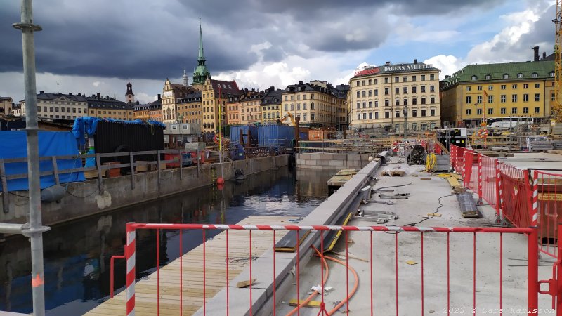 Stockholm Nya Slussen, slusskanalen, juli 2023