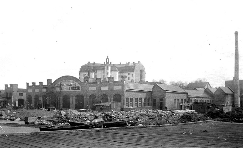 Gustaf Ericsson Automobilfabrik 1907. Källa: Wikimedia