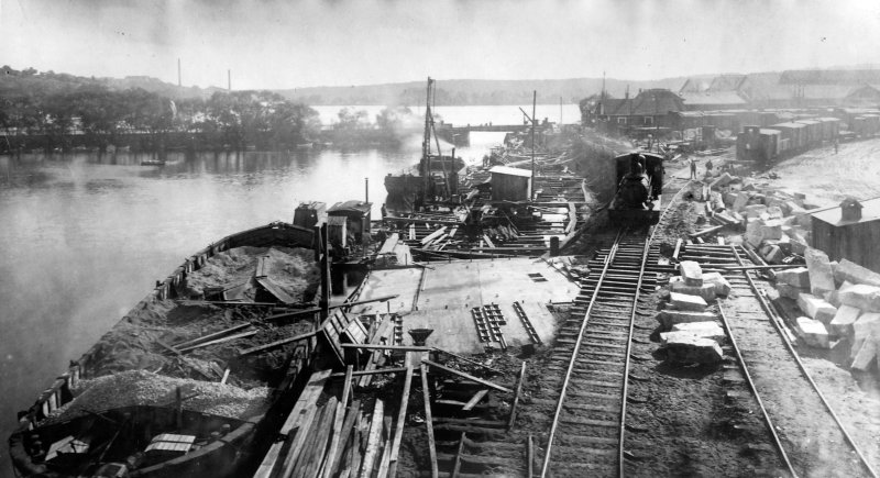 Banarbete vid Liljeholmen station. Statens Järnvägar, SJ Kd ånglok. Källa: Digitalt Museum