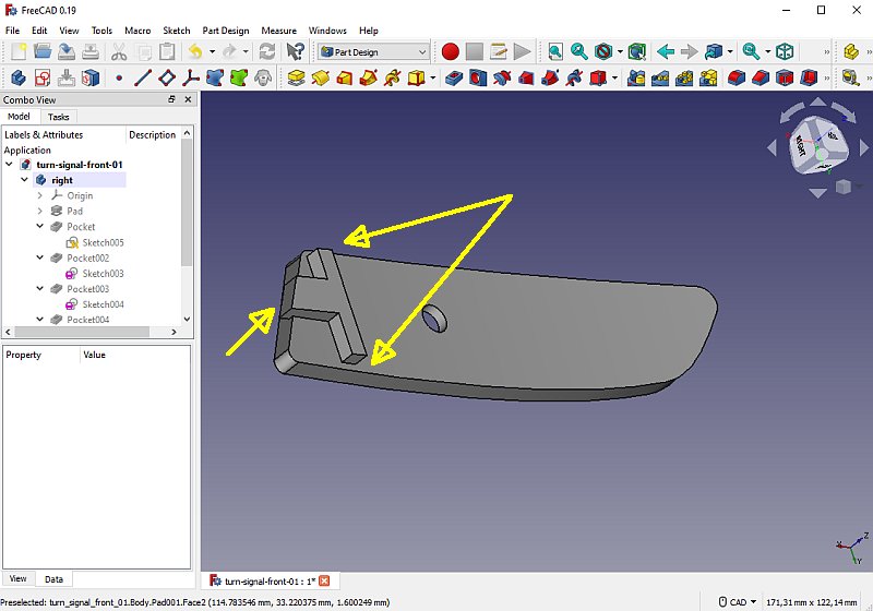 Chrysler Crossfire: Turn signal light adapter, 3D-print