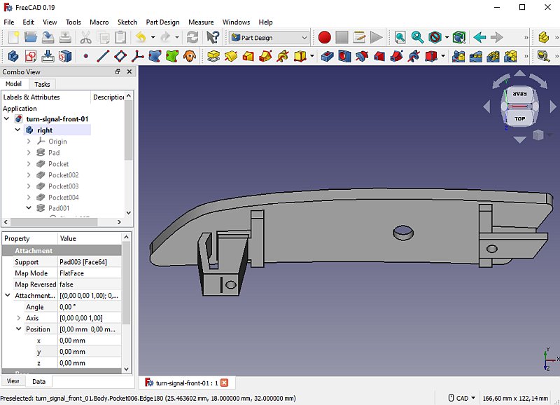 Chrysler Crossfire: Turn signal light adapter, 3D-print