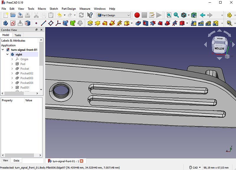 Chrysler Crossfire: Turn signal light adapter, 3D-print