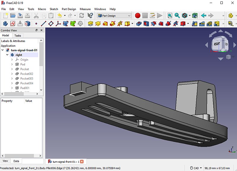 Chrysler Crossfire: Turn signal light adapter, 3D-print