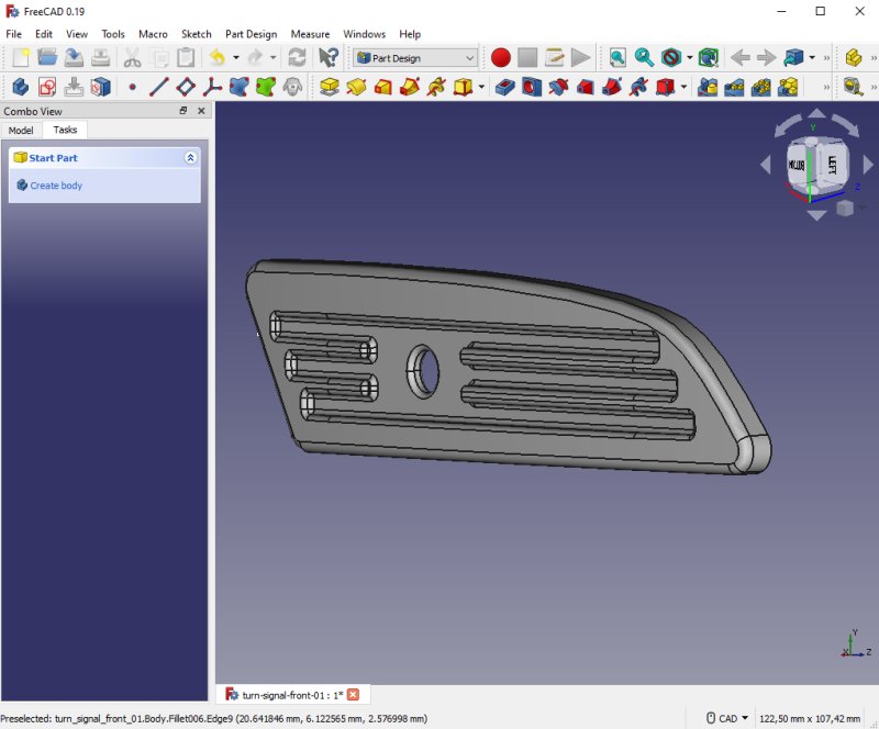 Chrysler Crossfire: Turn signal light adapter, 3D-print