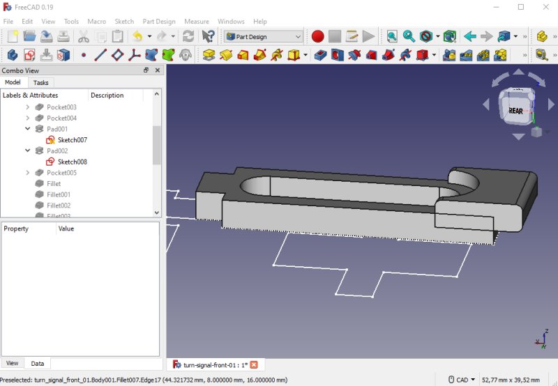 Chrysler Crossfire: Turn signal light adapter, 3D-print